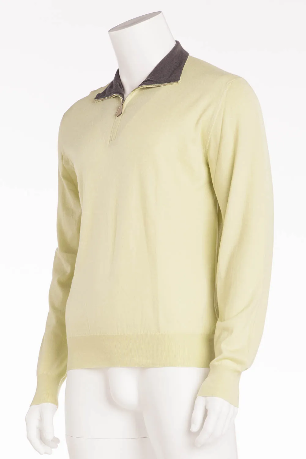 Authentic Hermes - Long Sleeve Zip Neck Cashmere Sweater Green - XL