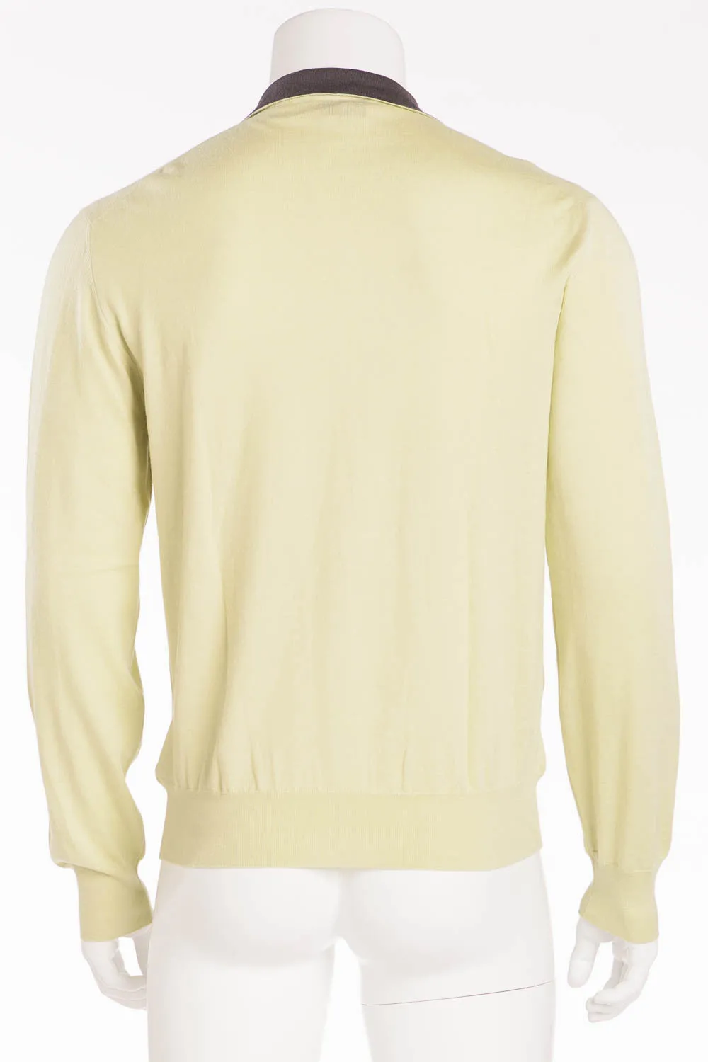 Authentic Hermes - Long Sleeve Zip Neck Cashmere Sweater Green - XL