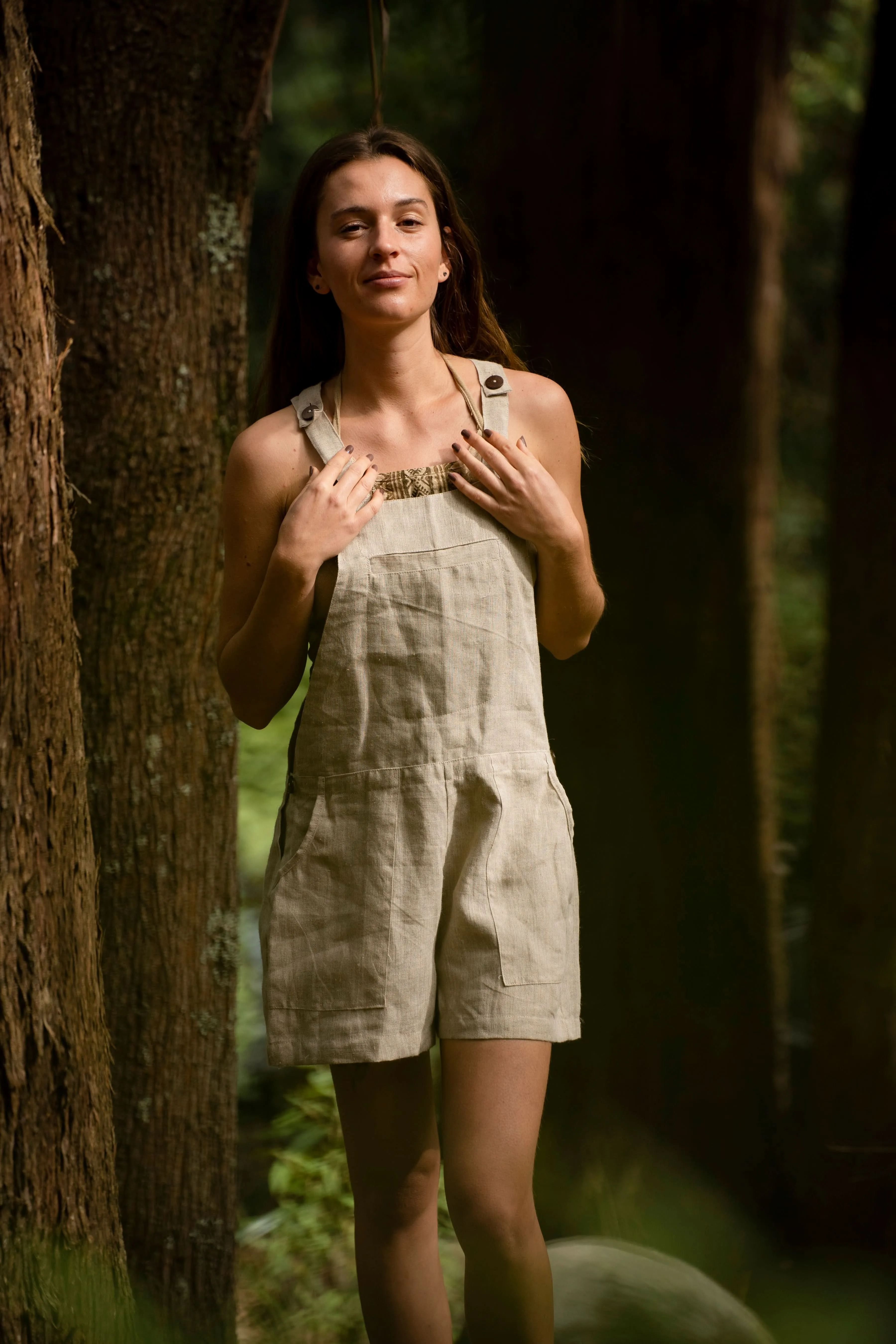 Boho Shorts Overalls - Sand