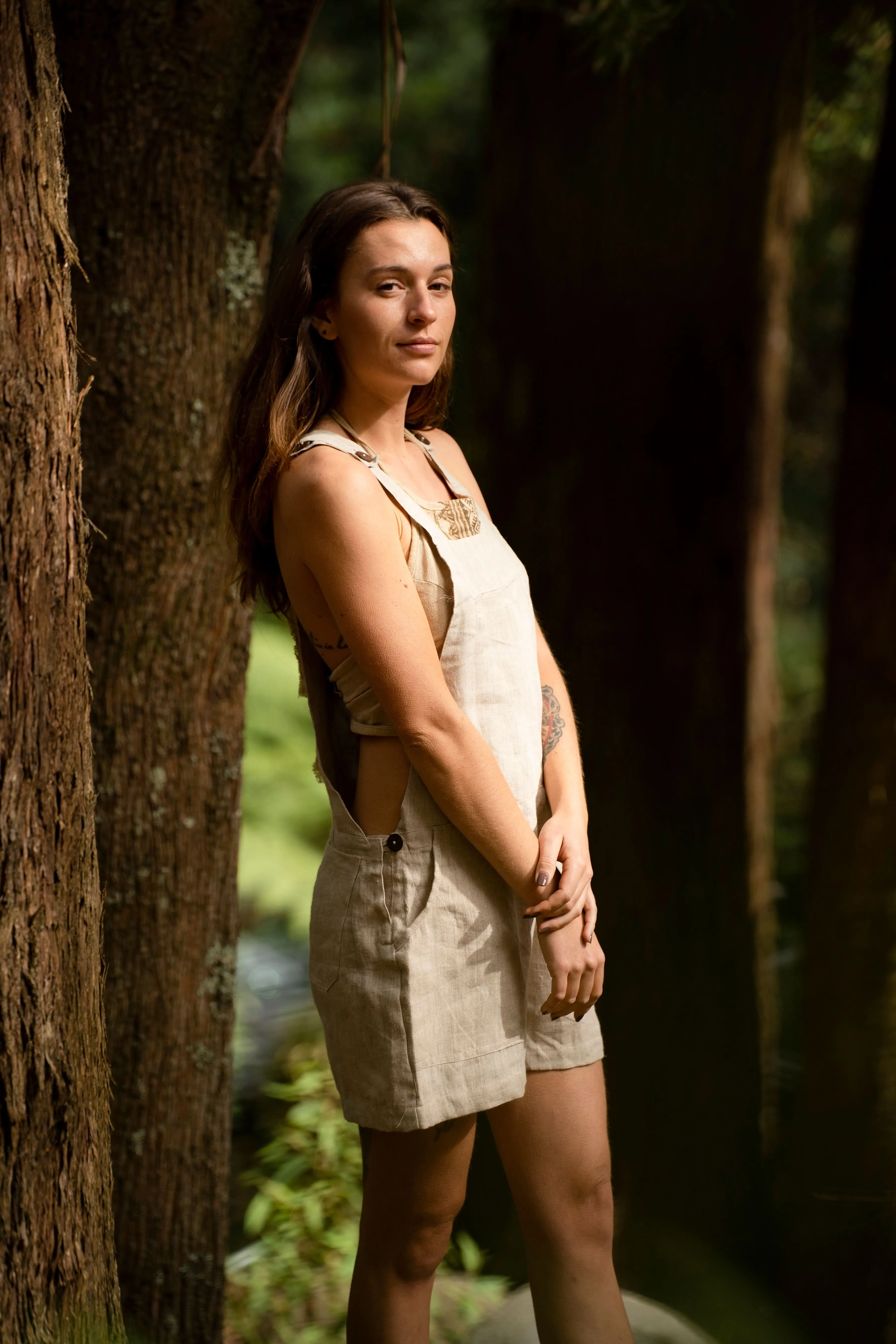 Boho Shorts Overalls - Sand