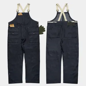 BZEN M.1099 DECKS-9P UNISEX REGULAR FIT 9 POCKET USN INSPIRED DENIM OVERALLS-11.25oz-RAW INDIGO