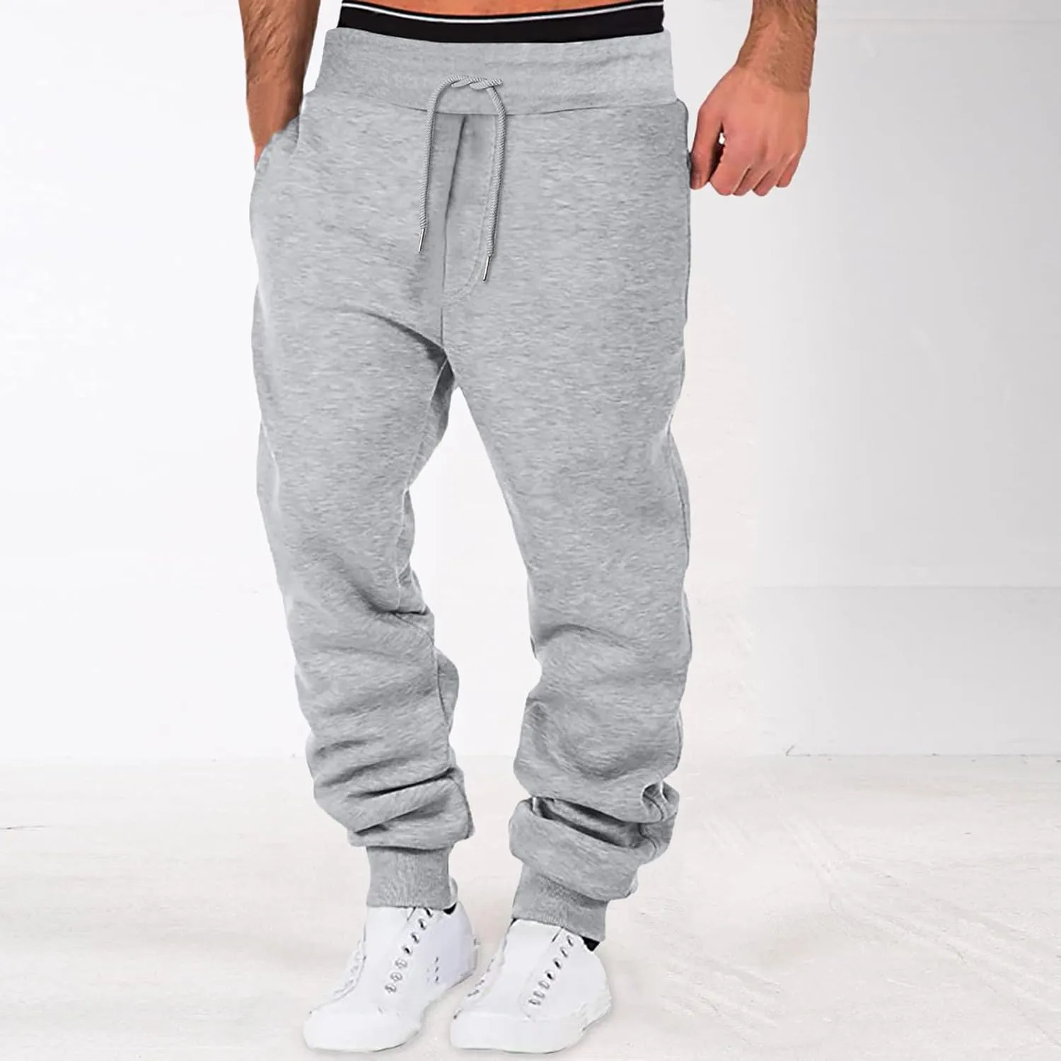 Cargo Pants for Men Relaxed Fit Drawstring Sport Trousers with Pockets Mens Sweatpants Slim Fit Sports Active Joggers