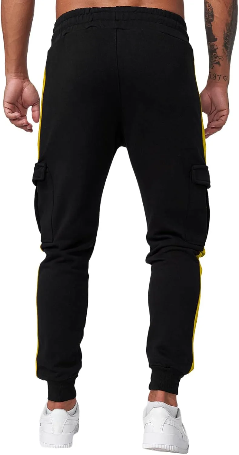 Cargo Pants for Men Work Mens Cargo Pants Drawstring Hiking Pants Elastic Waist Outdoor Trousers with 7 Pockets Mens