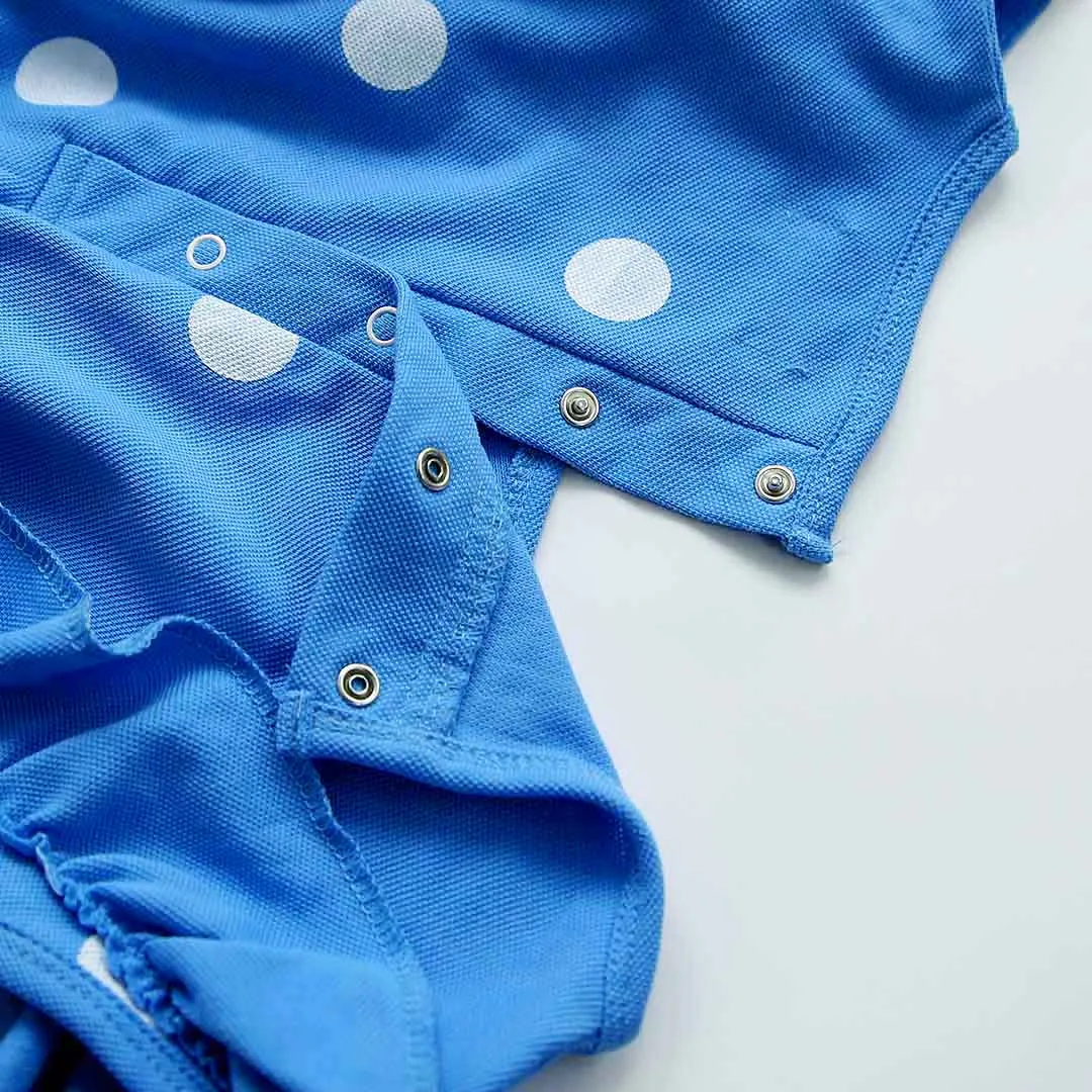 Girs Fashion All Over Polka Dots Printed Soft Cotton Frill Jumpsuit
