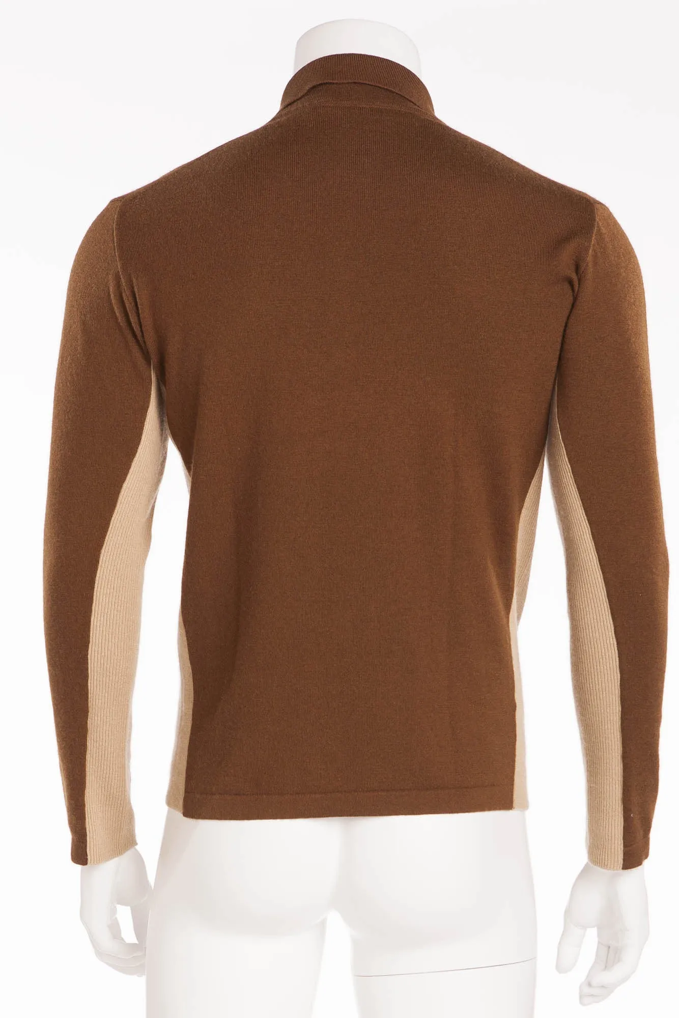 Hermes - Camel Brown Zip Neck Sweater - XL