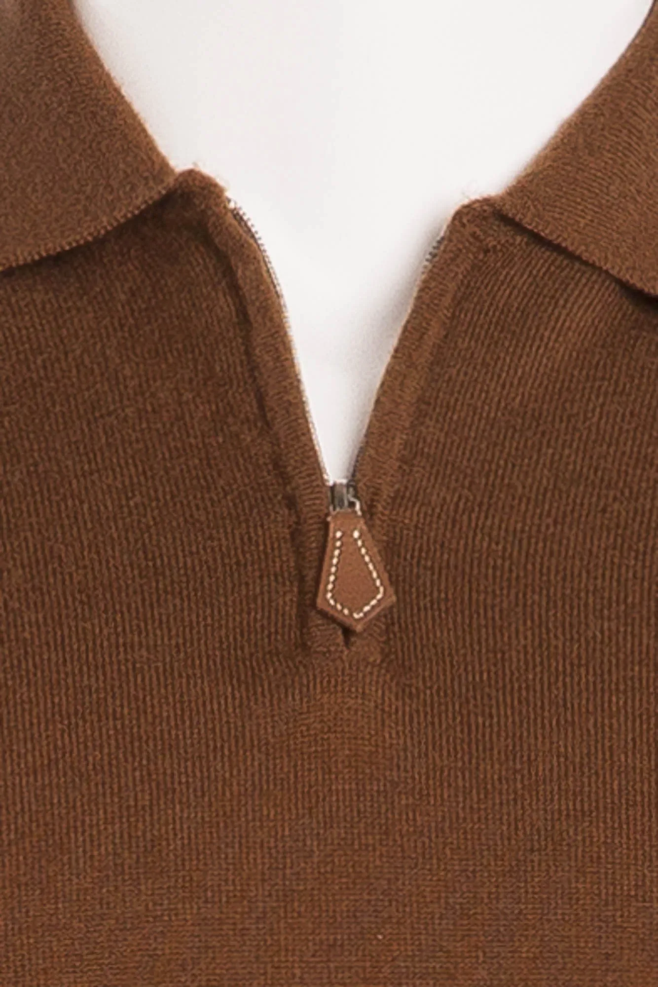 Hermes - Camel Brown Zip Neck Sweater - XL