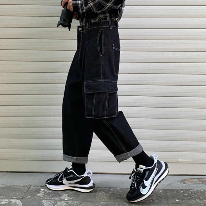 Japanese Men's Loose Denim Overalls
