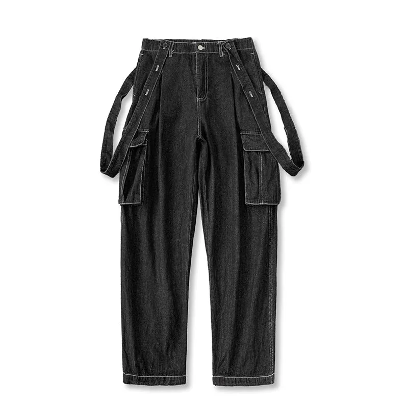 Japanese Men's Loose Denim Overalls