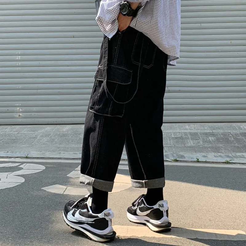 Japanese Men's Loose Denim Overalls