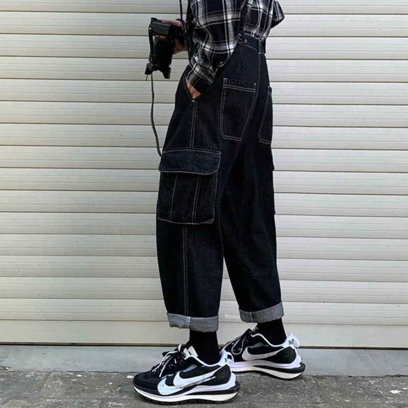 Japanese Men's Loose Denim Overalls