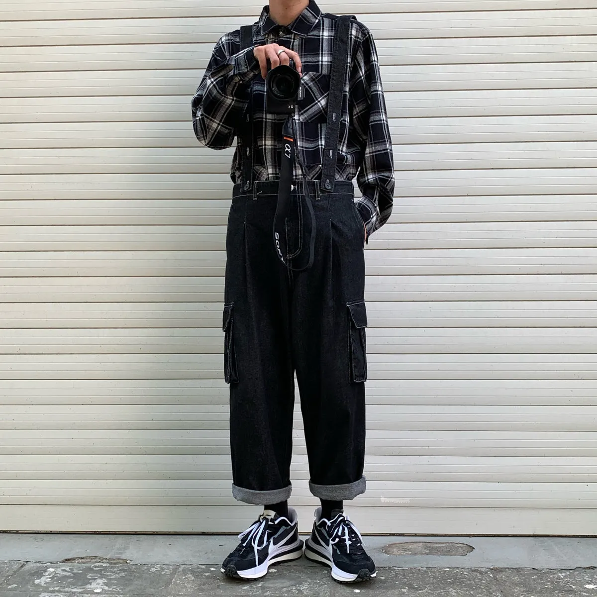 Japanese Men's Loose Denim Overalls