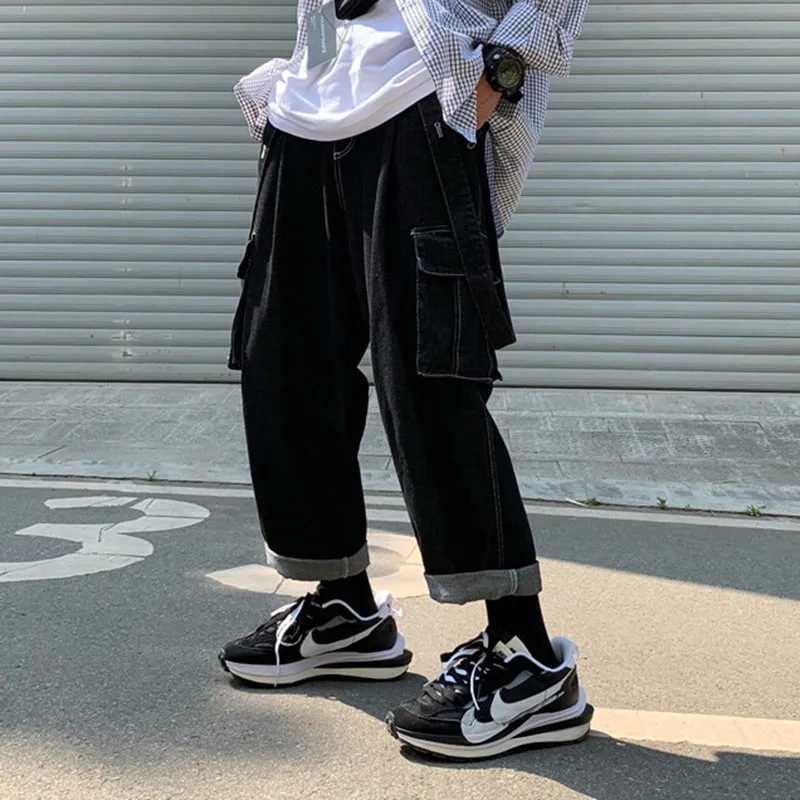 Japanese Men's Loose Denim Overalls