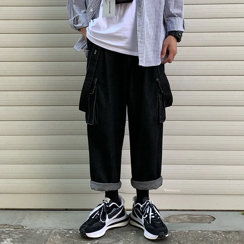 Japanese Men's Loose Denim Overalls