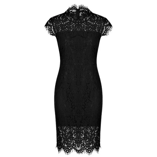 Kenancy 2XL Party Lace Dress Women Elegant Sleeveless Floral Eyelash Lace Bodycon Pencil Office Vestidos Silm 4 Colors