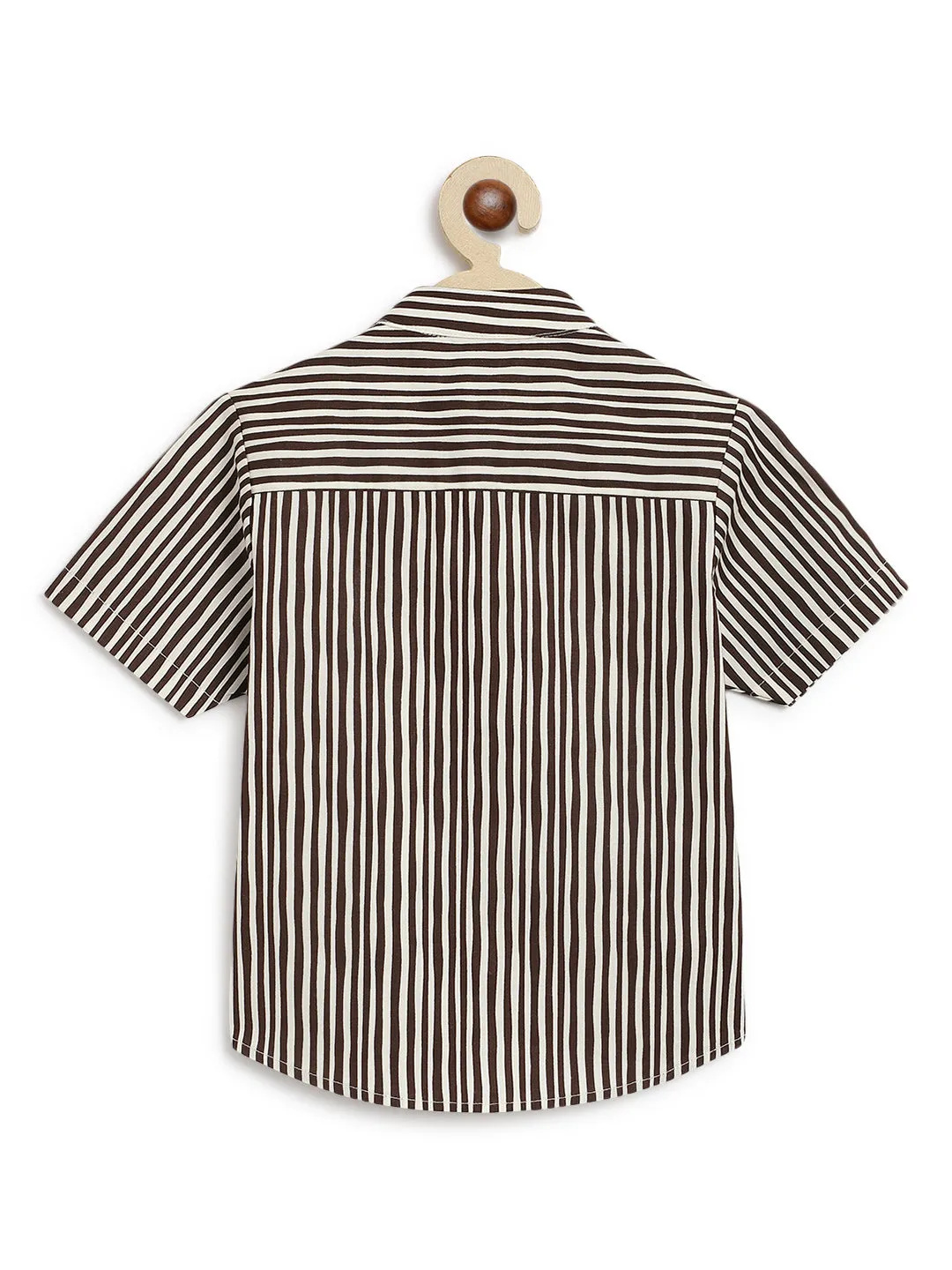 Little Lion Shirt with Stripes - Brown