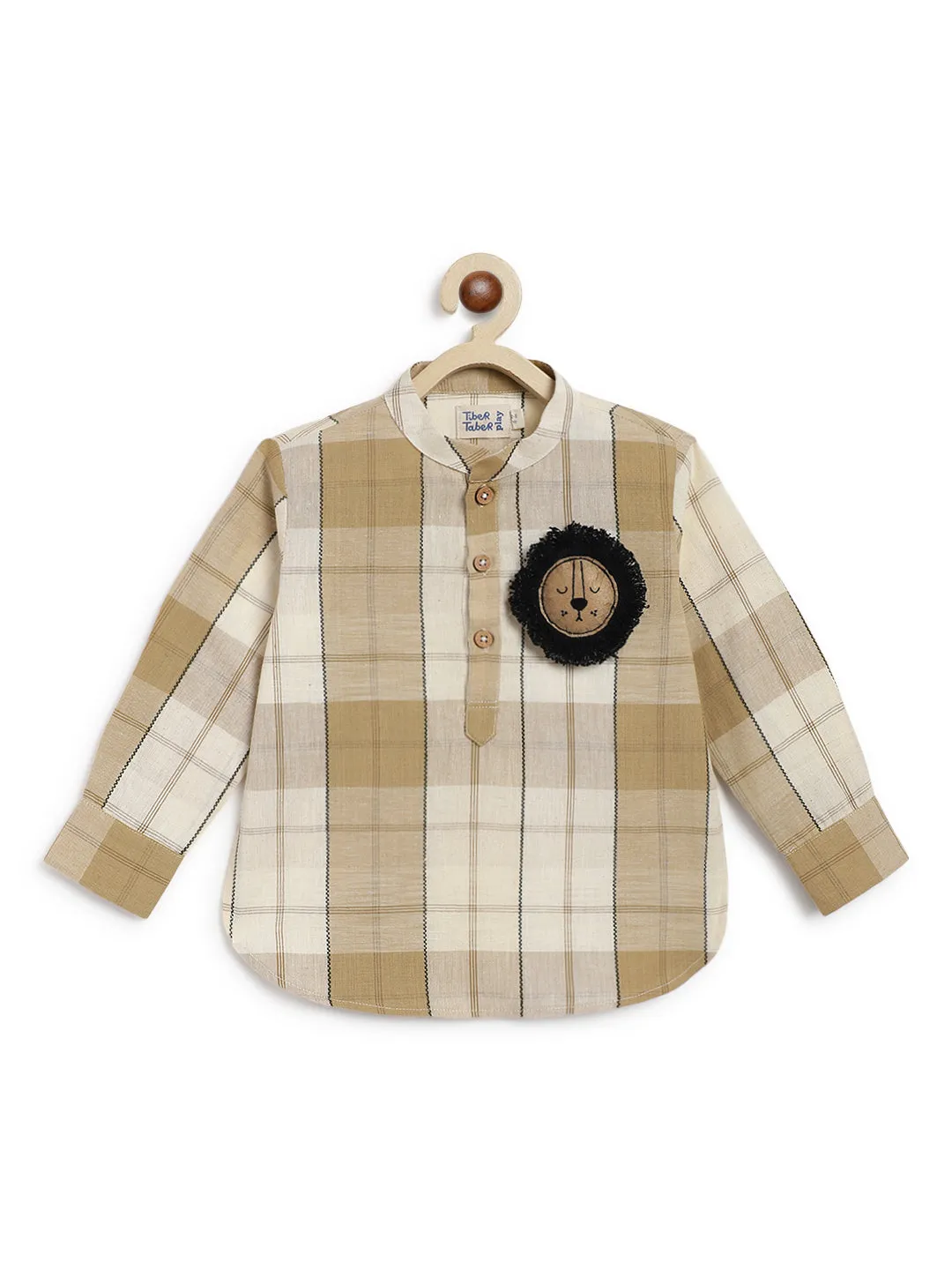 Little Lion Short Kurta with Checks - Beige