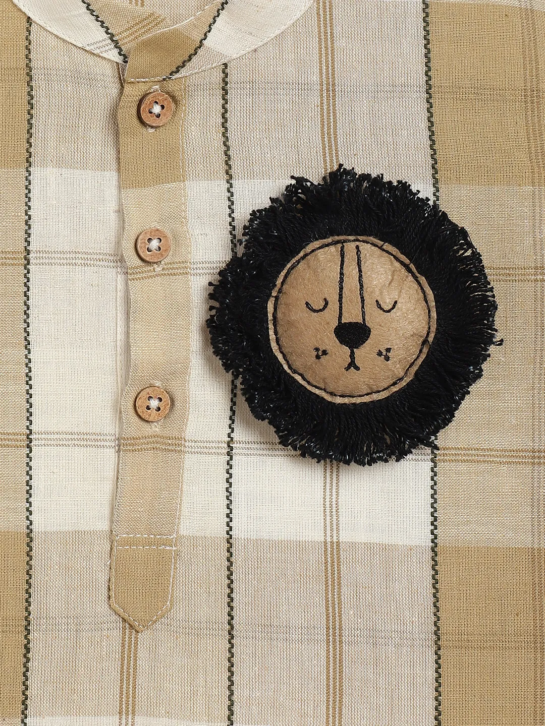 Little Lion Short Kurta with Checks - Beige