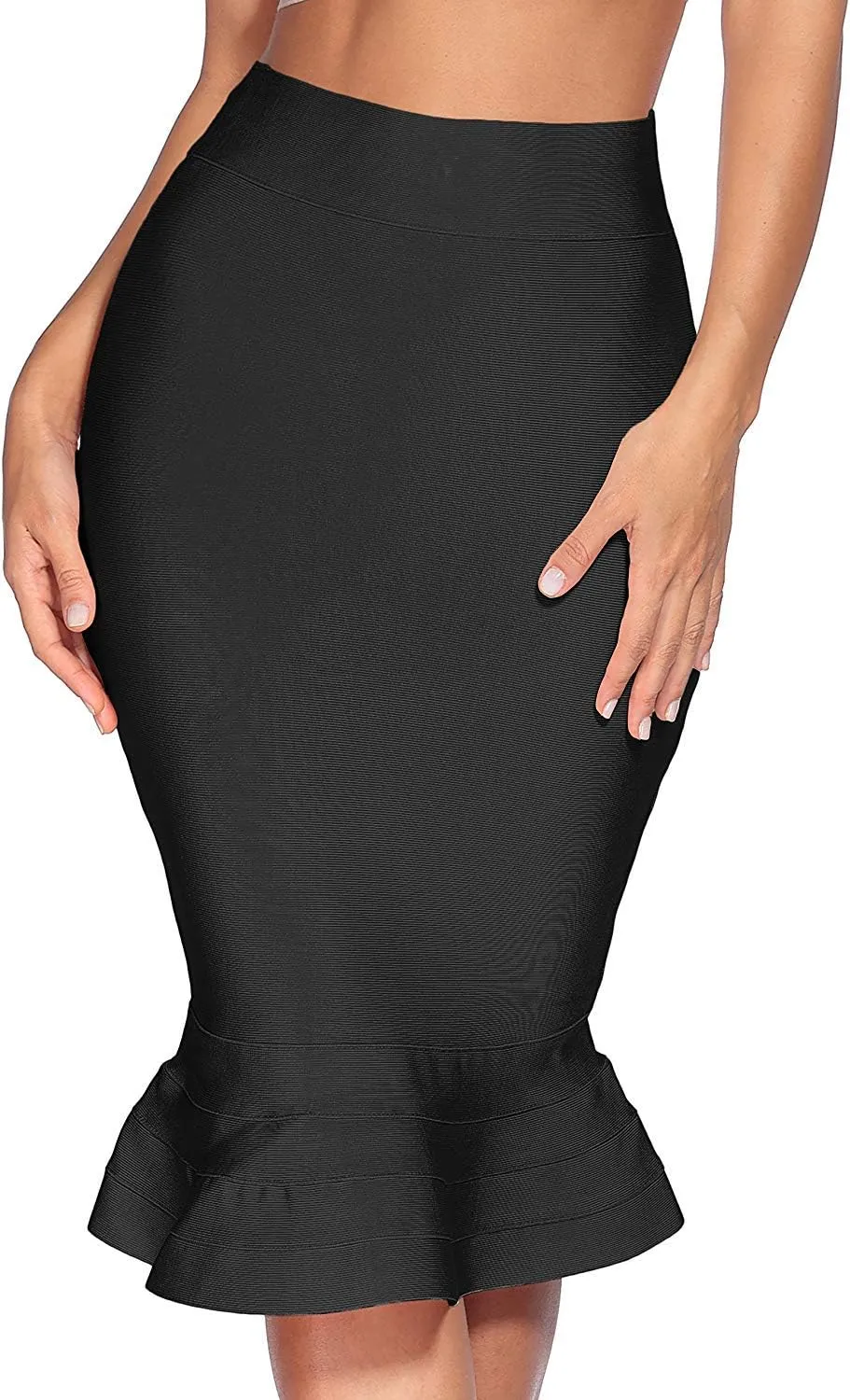 meilun Women's Rayon Bandage Fishtail Skirt Bodycon Midi Pencil Skirt
