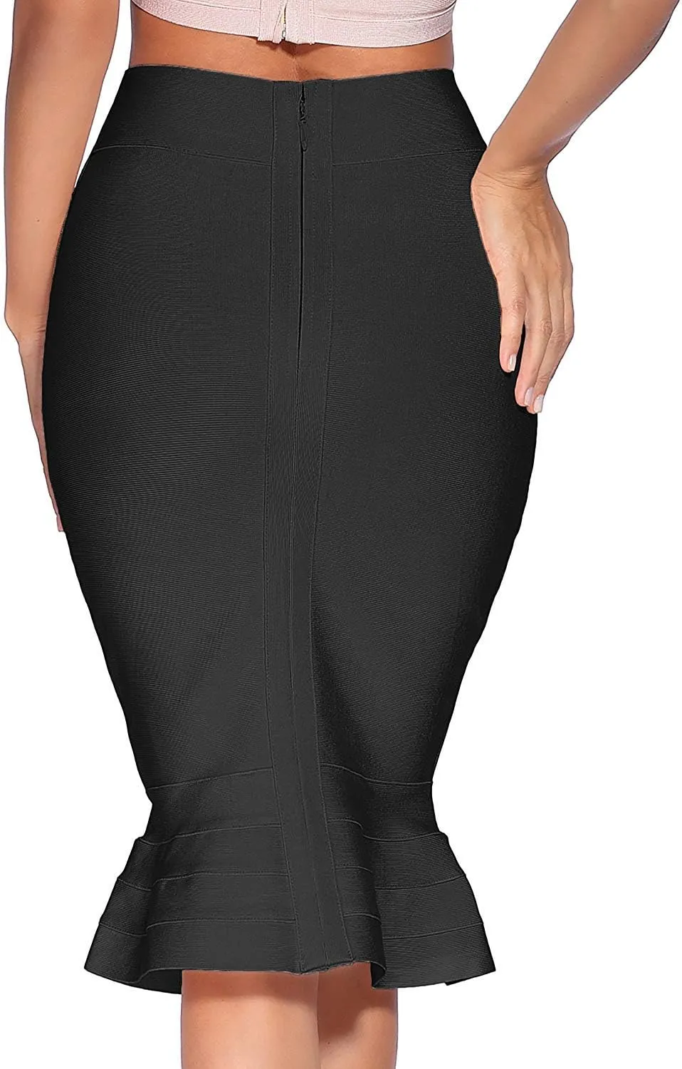 meilun Women's Rayon Bandage Fishtail Skirt Bodycon Midi Pencil Skirt