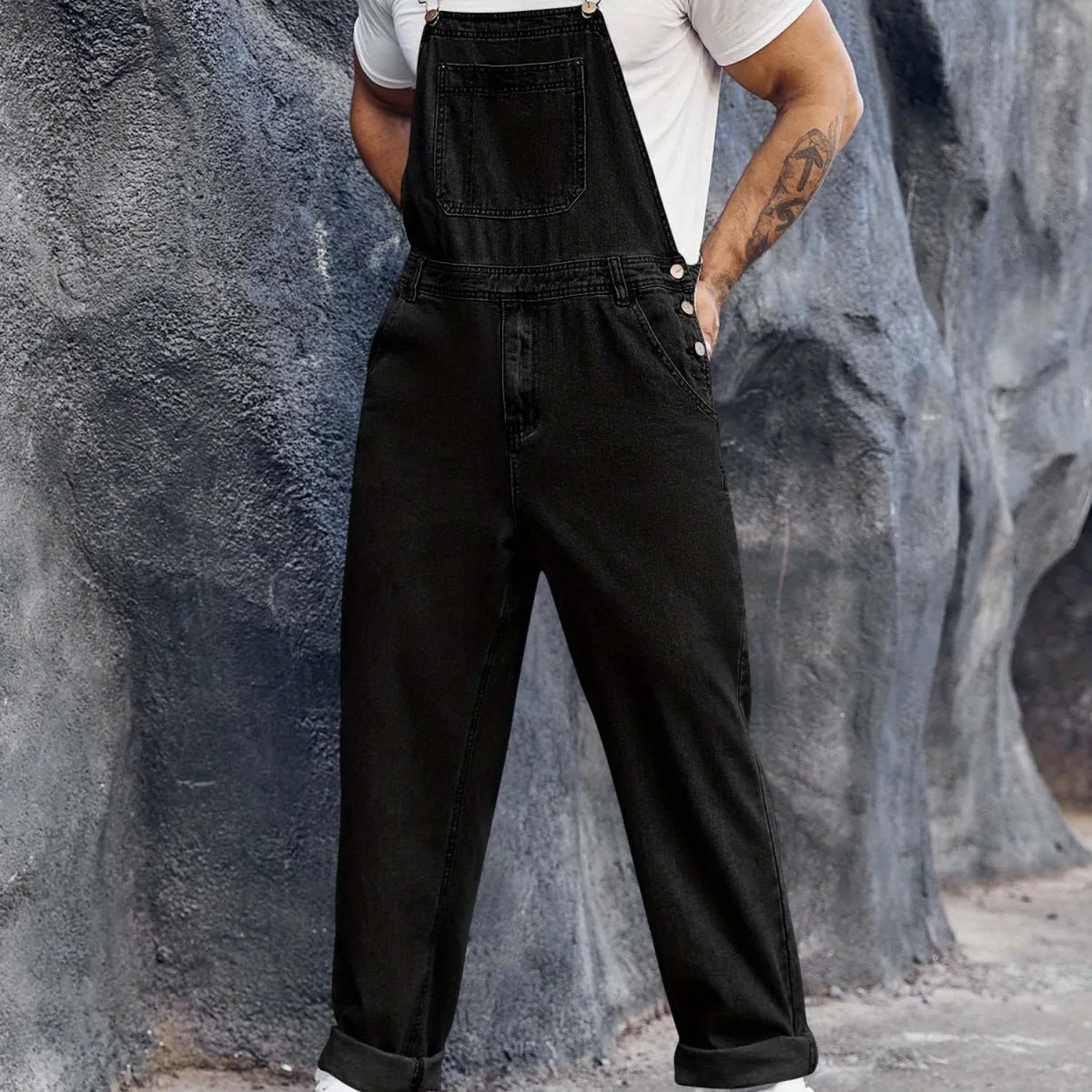 Men's Denim Bib Overalls Jeans - Fashion Boot Cut Casual Slim Fit