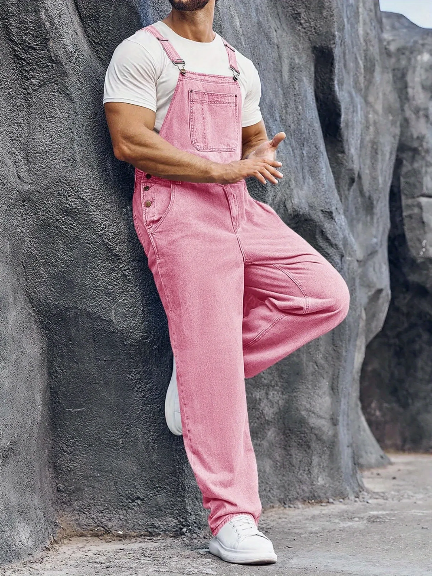 Men's Denim Bib Overalls Jeans - Fashion Boot Cut Casual Slim Fit