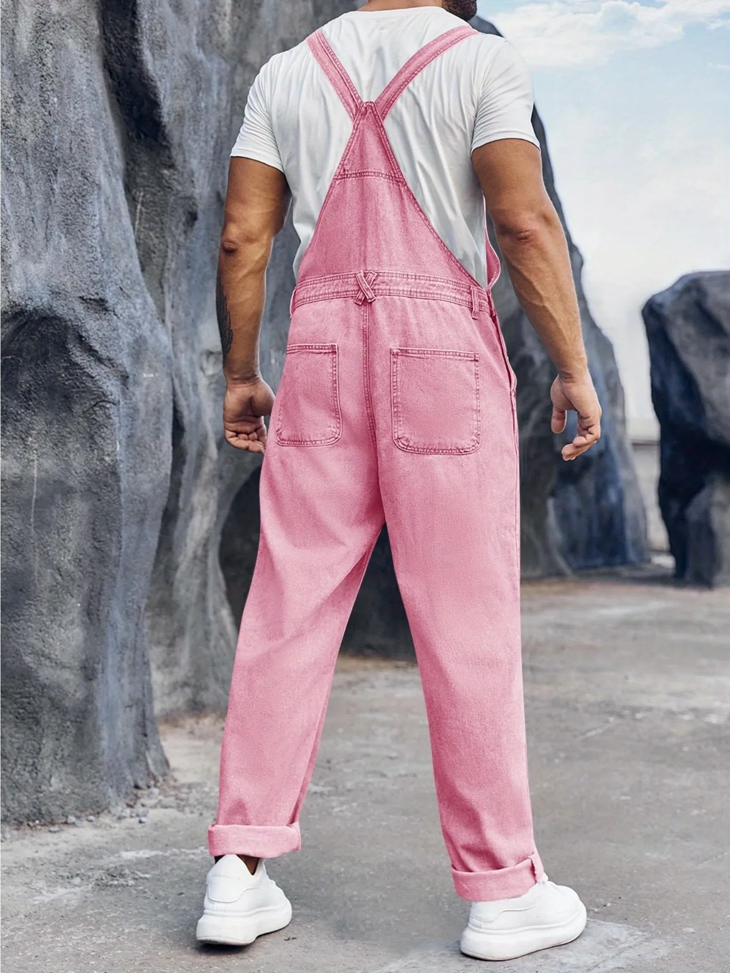 Men's Denim Bib Overalls Jeans - Fashion Boot Cut Casual Slim Fit