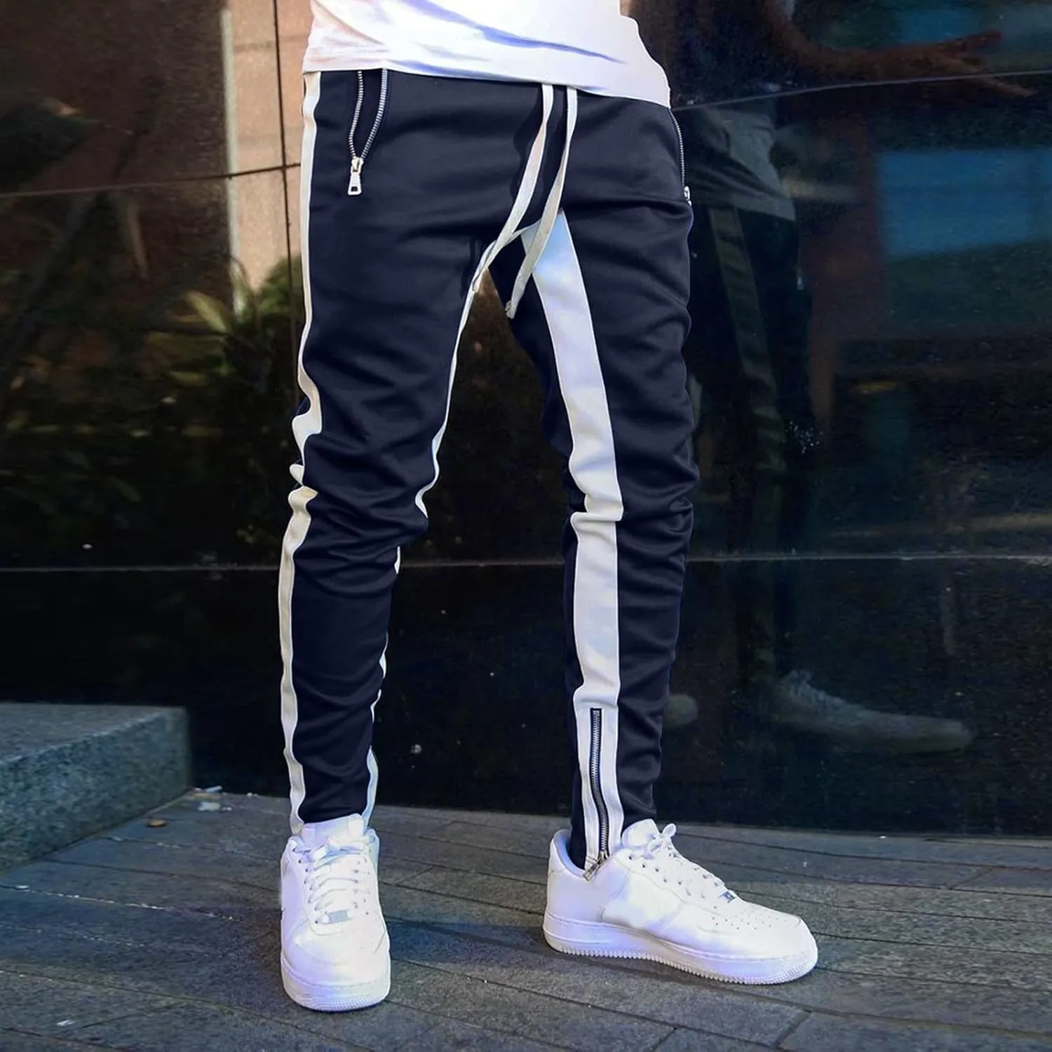 Mens Sweatpants Joggers Pants Man with Pockets Men's Cotton Sweatpants with Cargo Pockets Open Bottom Yoga Pants for