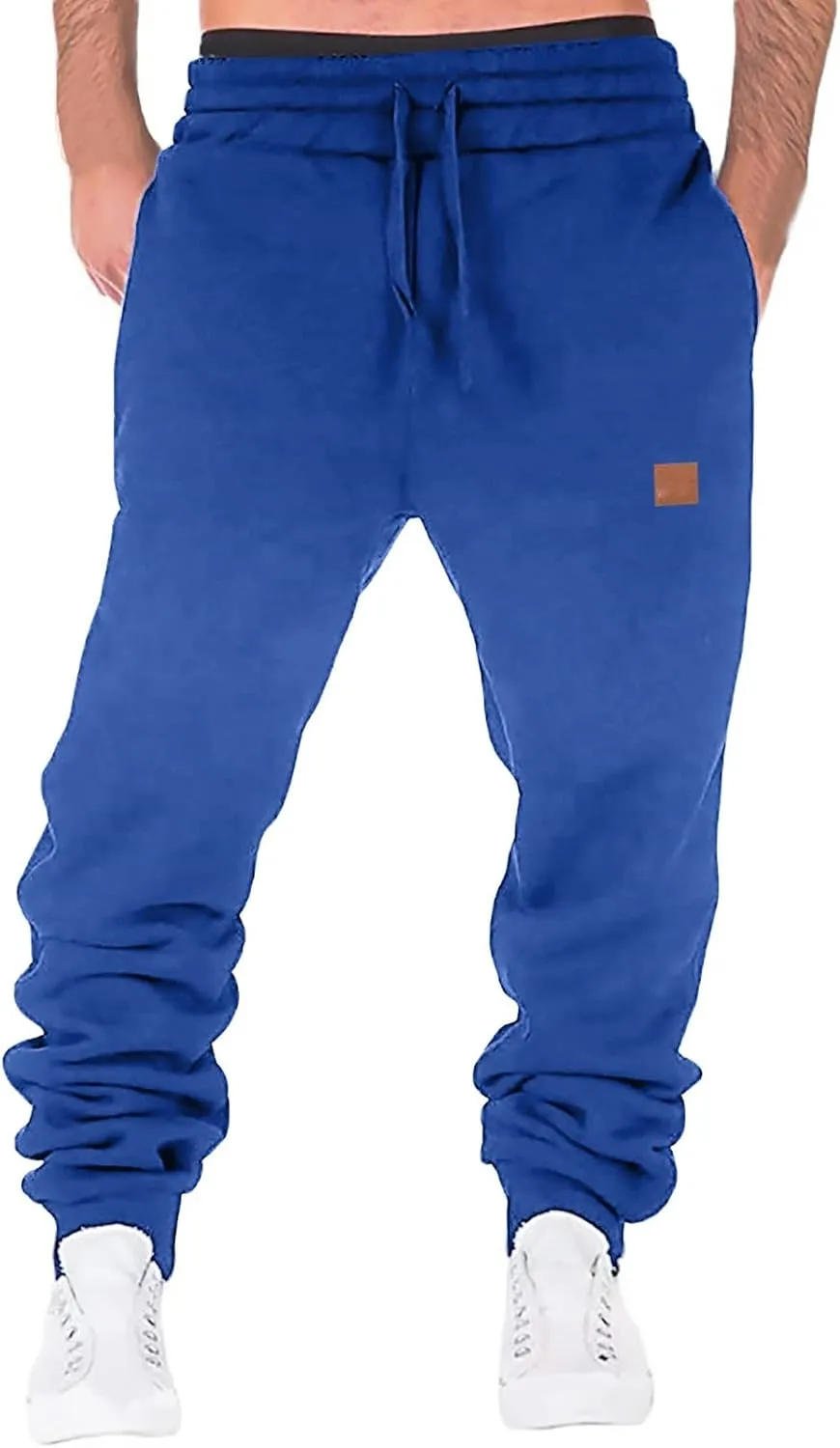 Mens Workout Cargo Sweatpants Fleece Joggers with Pockets Mens Workout Cargo Sweatpants Athletic Pants Open Bottom