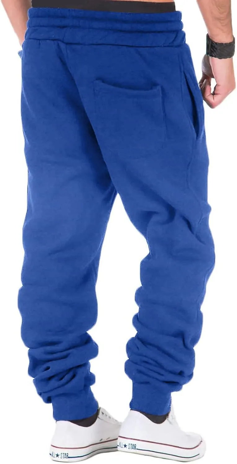 Mens Workout Cargo Sweatpants Fleece Joggers with Pockets Mens Workout Cargo Sweatpants Athletic Pants Open Bottom