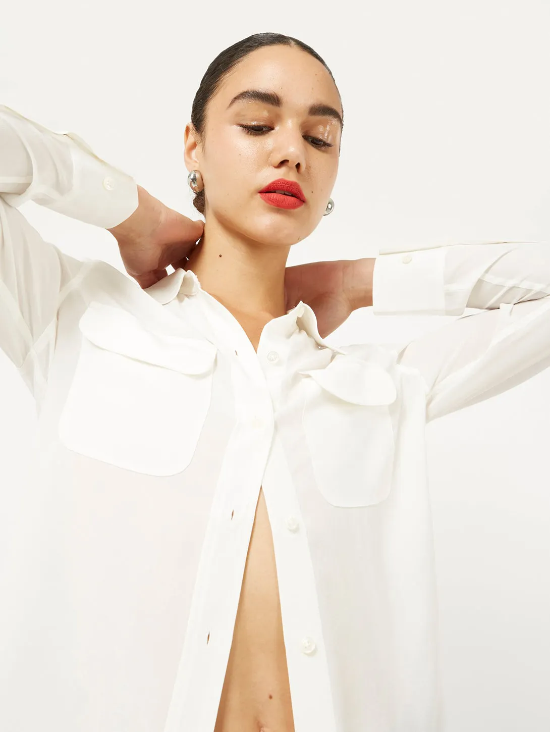 Slim Signature Silk Shirt - Nature White