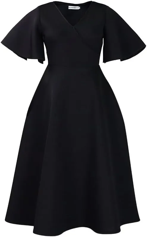 Useagrey Womens Plus Size Dresses Summer V Neck Casual Semi Formal Knee Length Church Wedding Guest Dresses