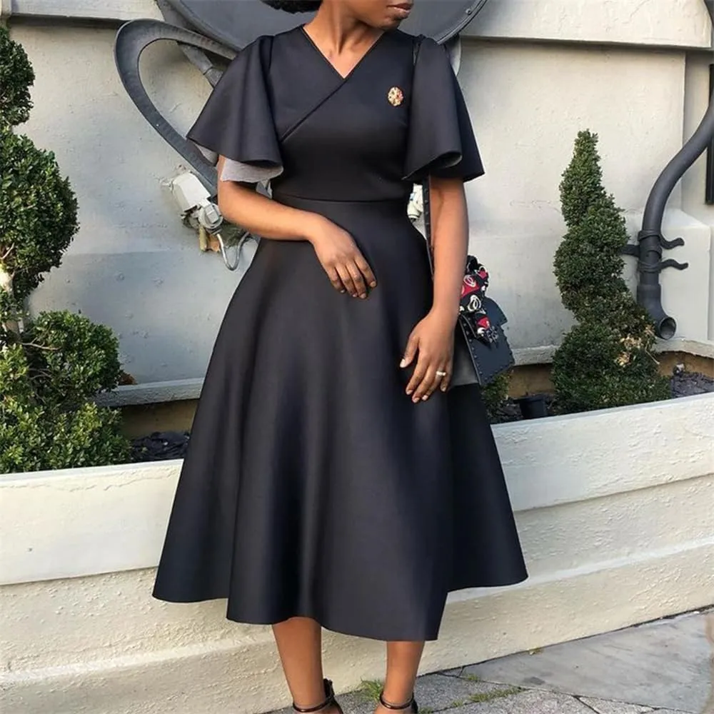 Useagrey Womens Plus Size Dresses Summer V Neck Casual Semi Formal Knee Length Church Wedding Guest Dresses