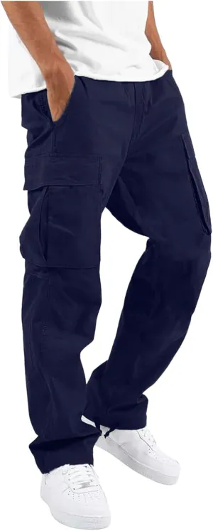 Vickyleb Men's Cargo Pants Casual Athletic Hiking Pants Joggers Loose Fit Cotton Straight Workout Sweatpants for Men