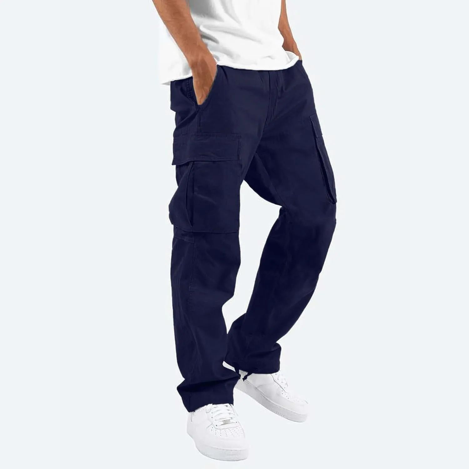 Vickyleb Men's Cargo Pants Casual Athletic Hiking Pants Joggers Loose Fit Cotton Straight Workout Sweatpants for Men