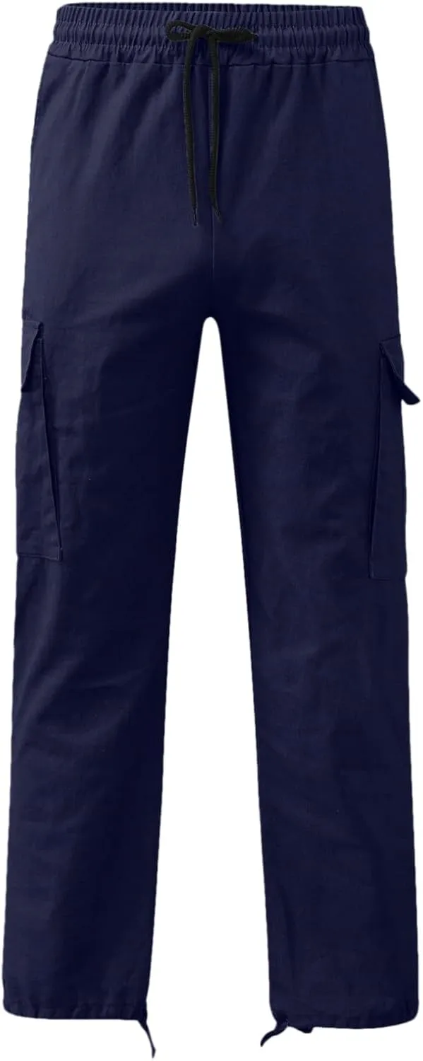 Vickyleb Men's Cargo Pants Casual Athletic Hiking Pants Joggers Loose Fit Cotton Straight Workout Sweatpants for Men