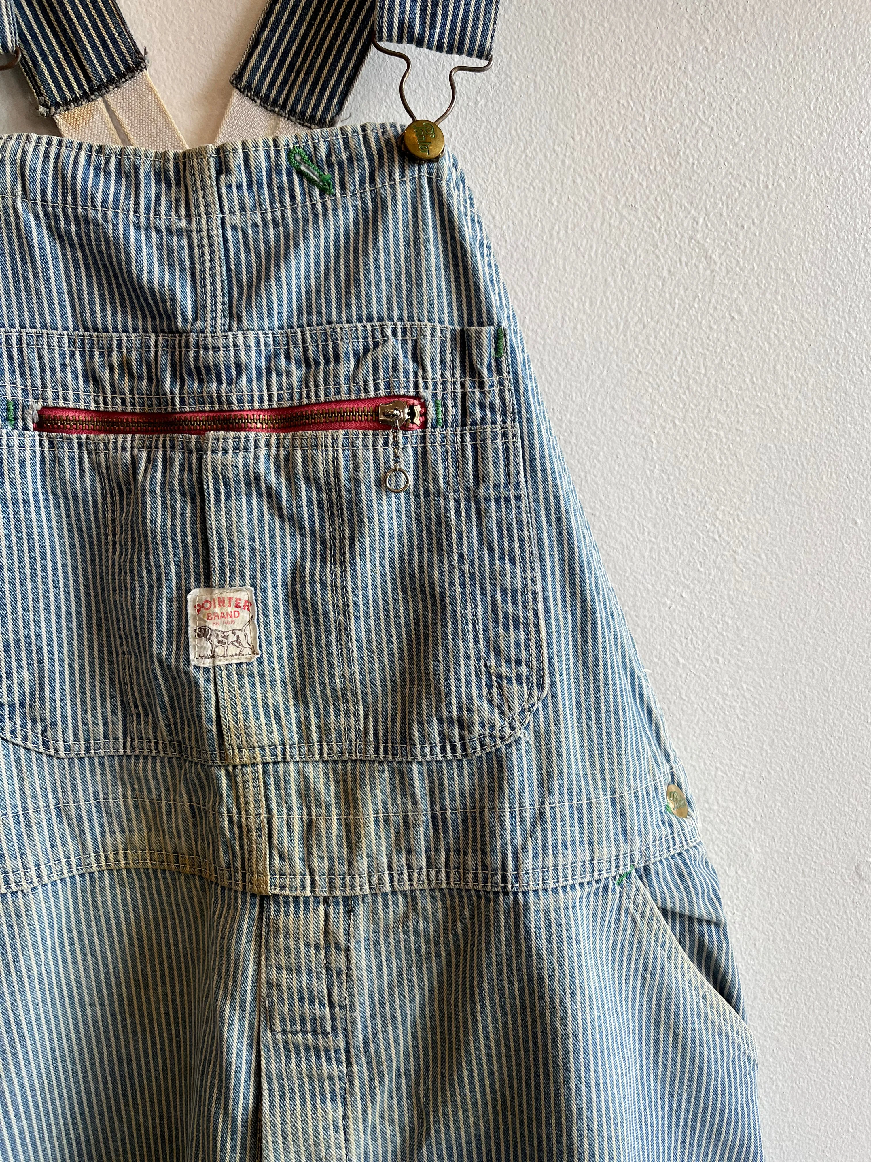 Vintage 1950s Pointer Hickory Stripe Low Back Denim Overalls