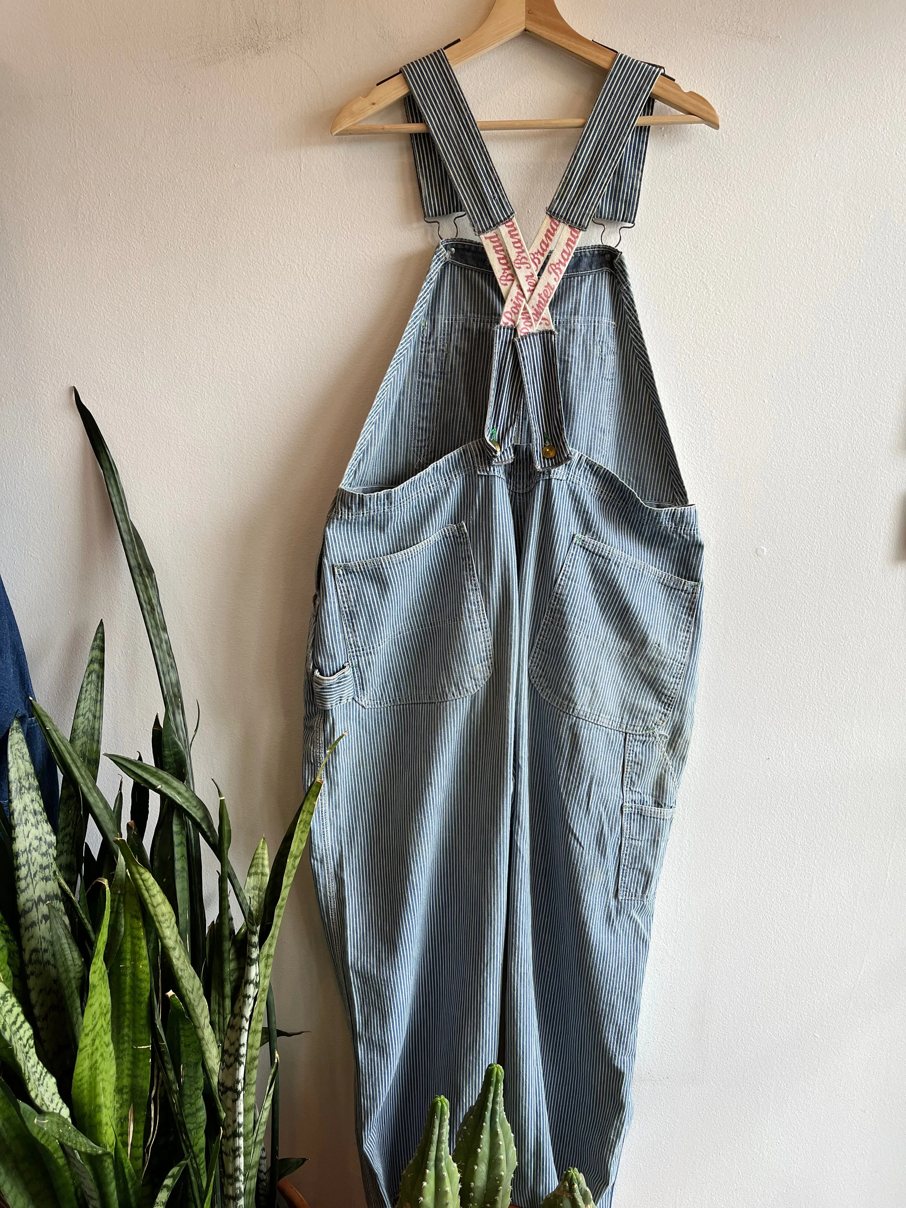 Vintage 1950s Pointer Hickory Stripe Low Back Denim Overalls