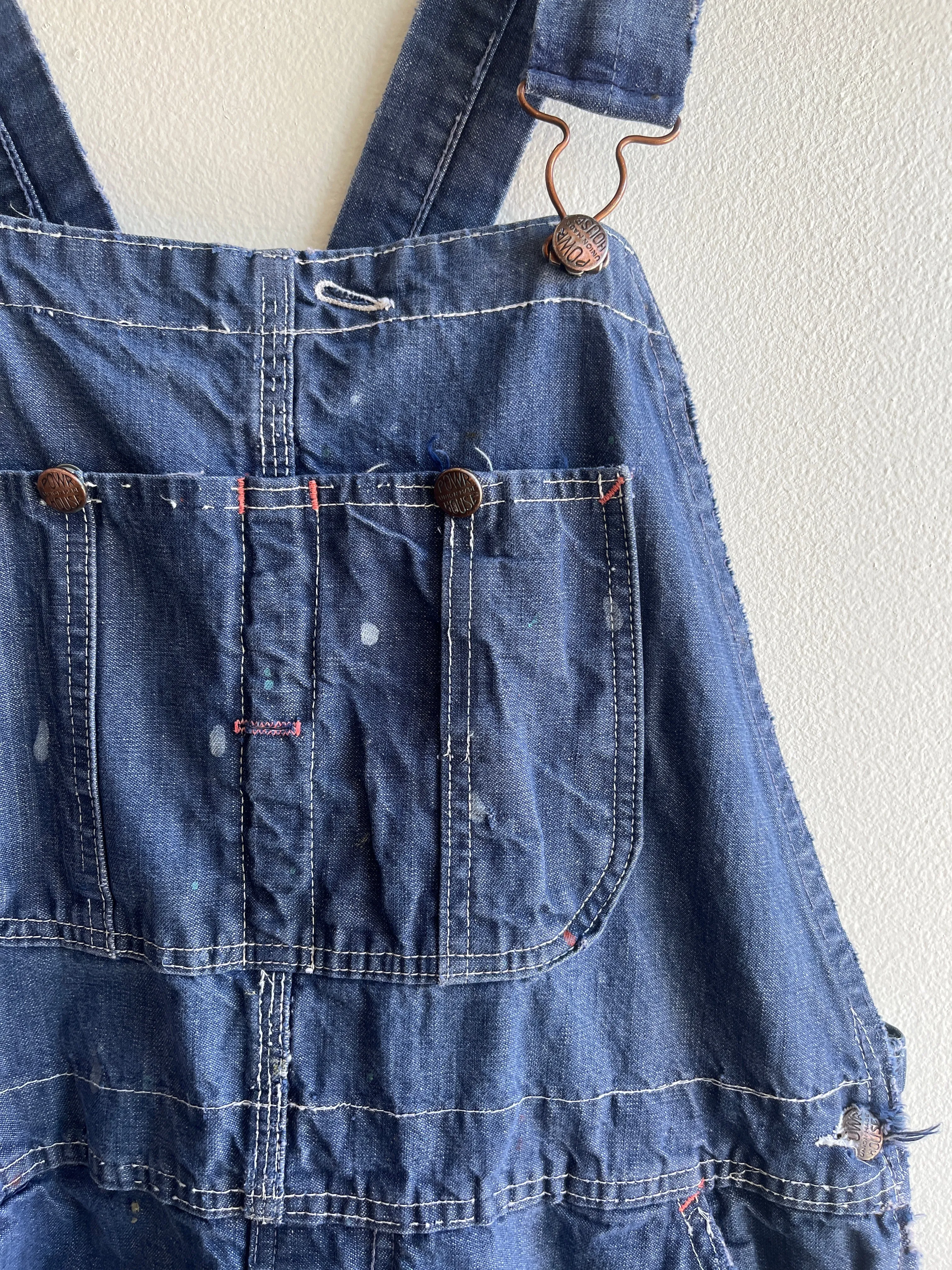 Vintage 1950s Powrhouse Denim Low Back Overalls